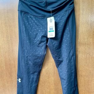 $45 Under Armour  black shimmer polka dots girl's leggings size Youth L